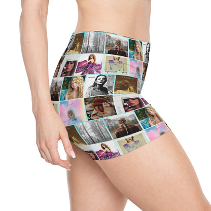 Taylor Swift Album Art Collage Pattern Women's Shorts