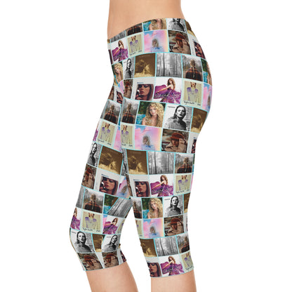 Taylor Swift Album Art Collage Pattern Women's Capri Leggings