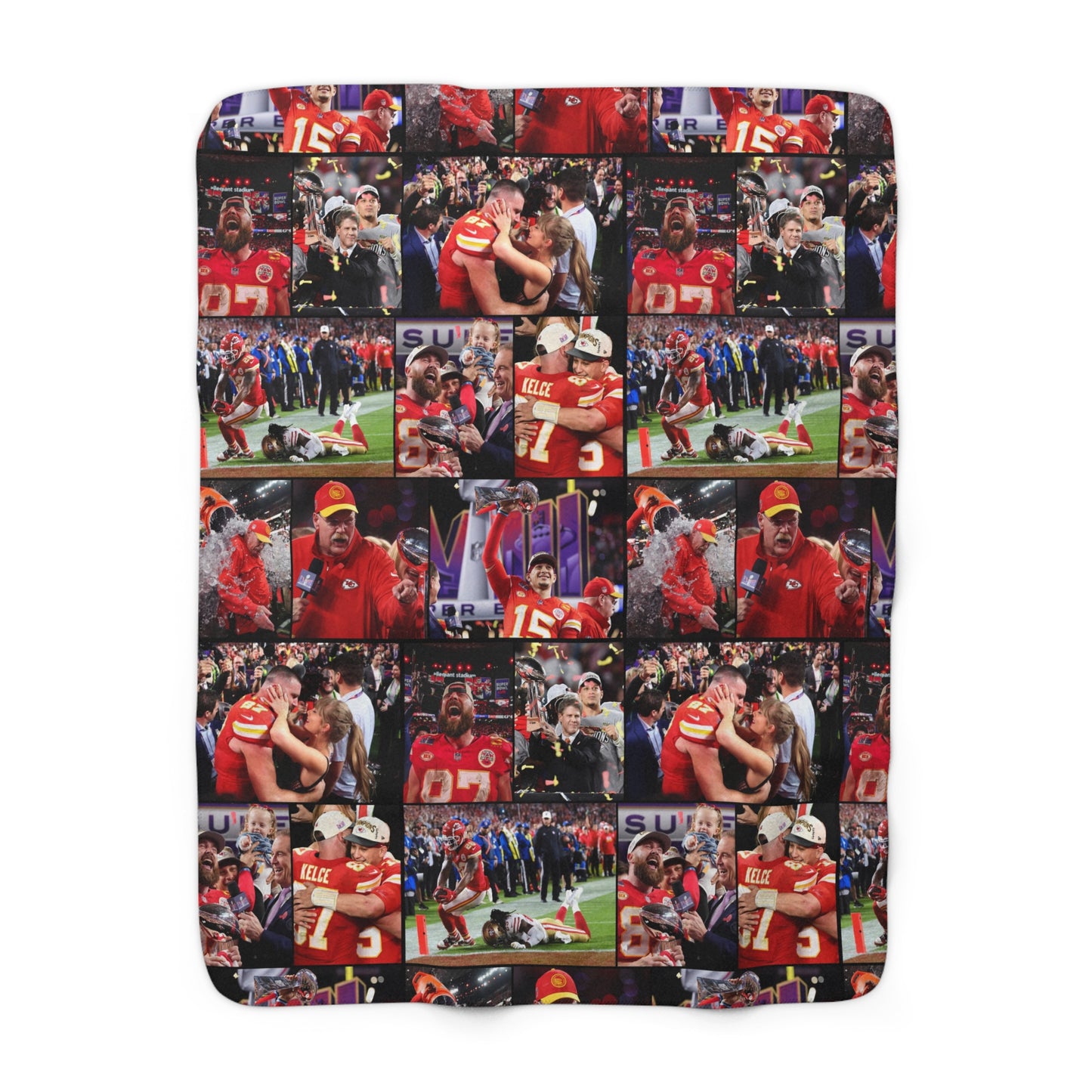 Kansas City Chiefs Superbowl LVIII Championship Victory Collage Sherpa Fleece Blanket