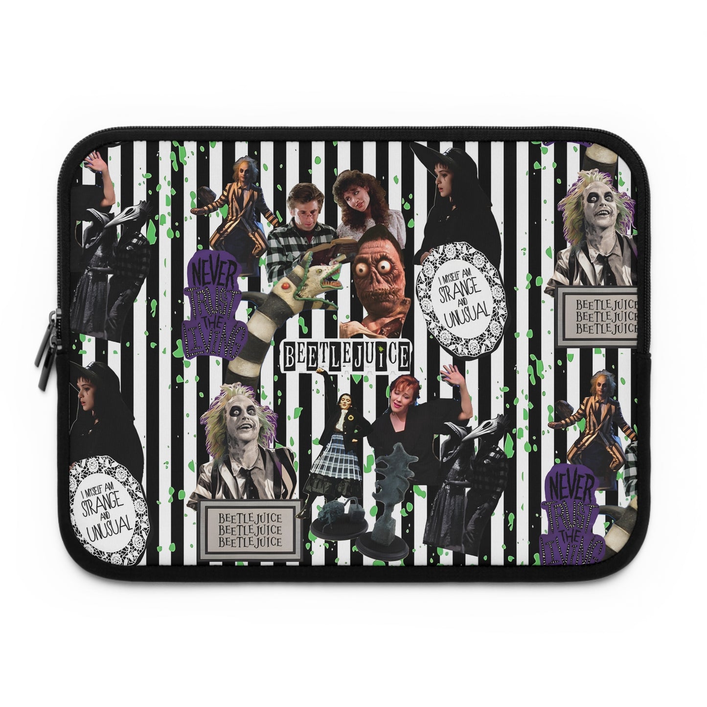 Beetlejuice Strange And Unusual Collage Laptop Sleeve