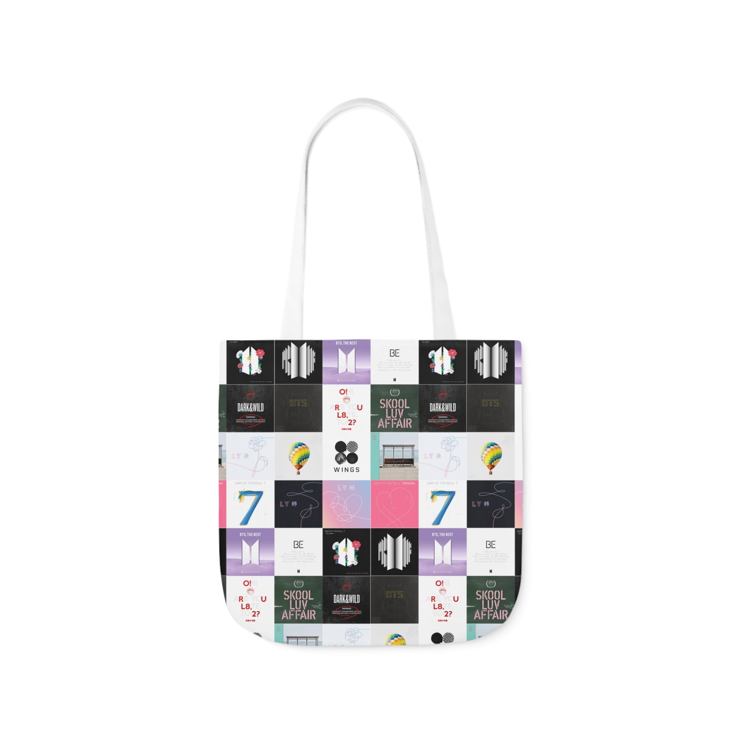 BTS Album Cover Art Collage Polyester Canvas Tote Bag