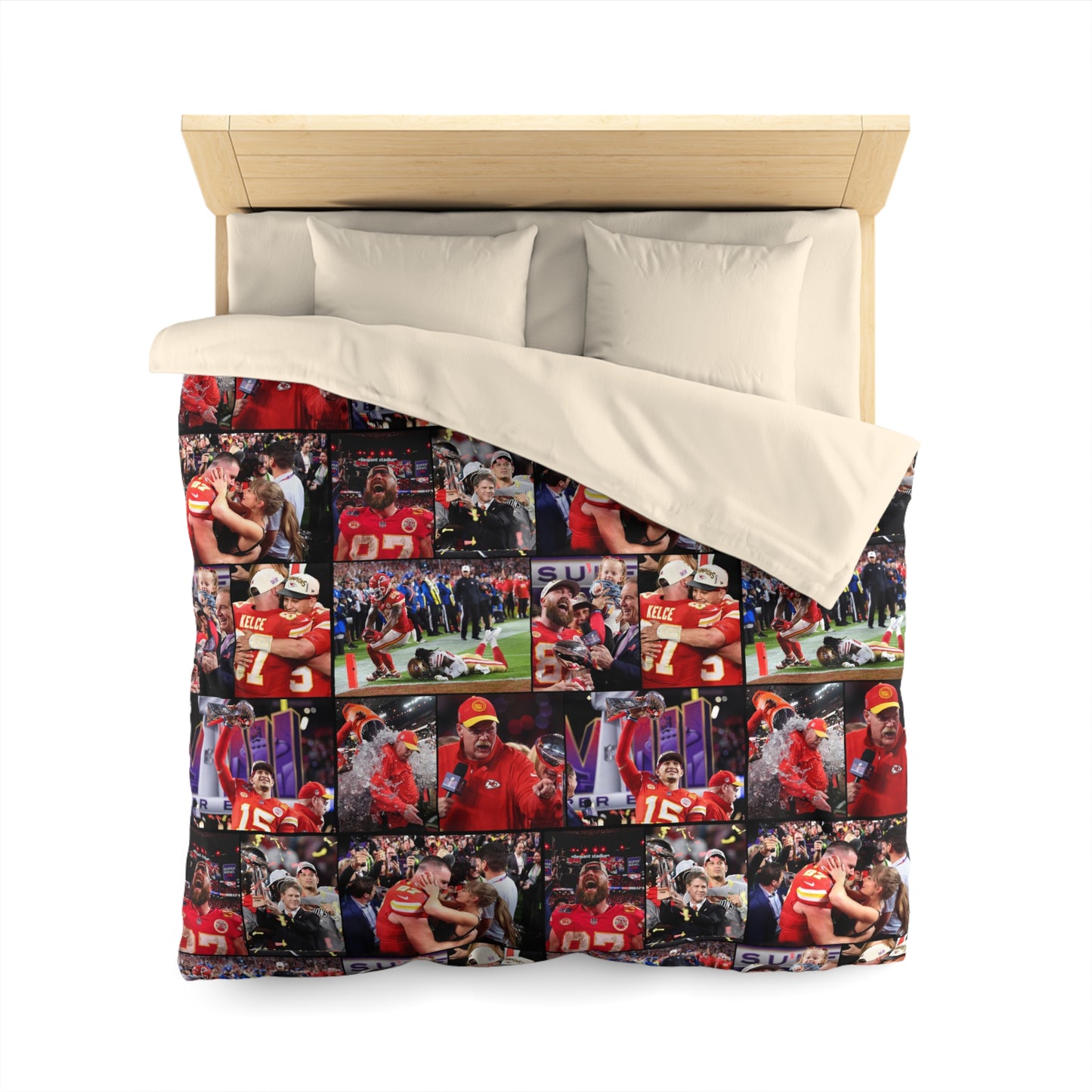 Kansas City Chiefs Superbowl LVIII Championship Victory Collage Microfiber Duvet Cover