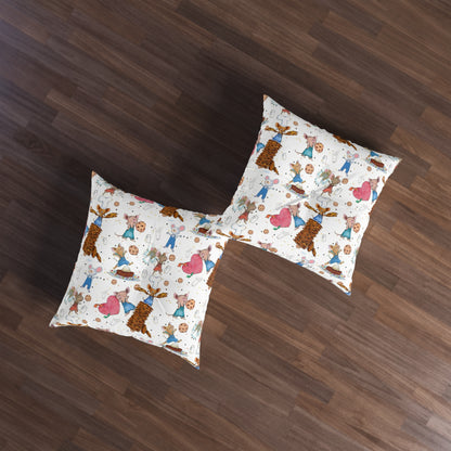 If You Give A Mouse A Cookie Collage Tufted Floor Pillow, Square