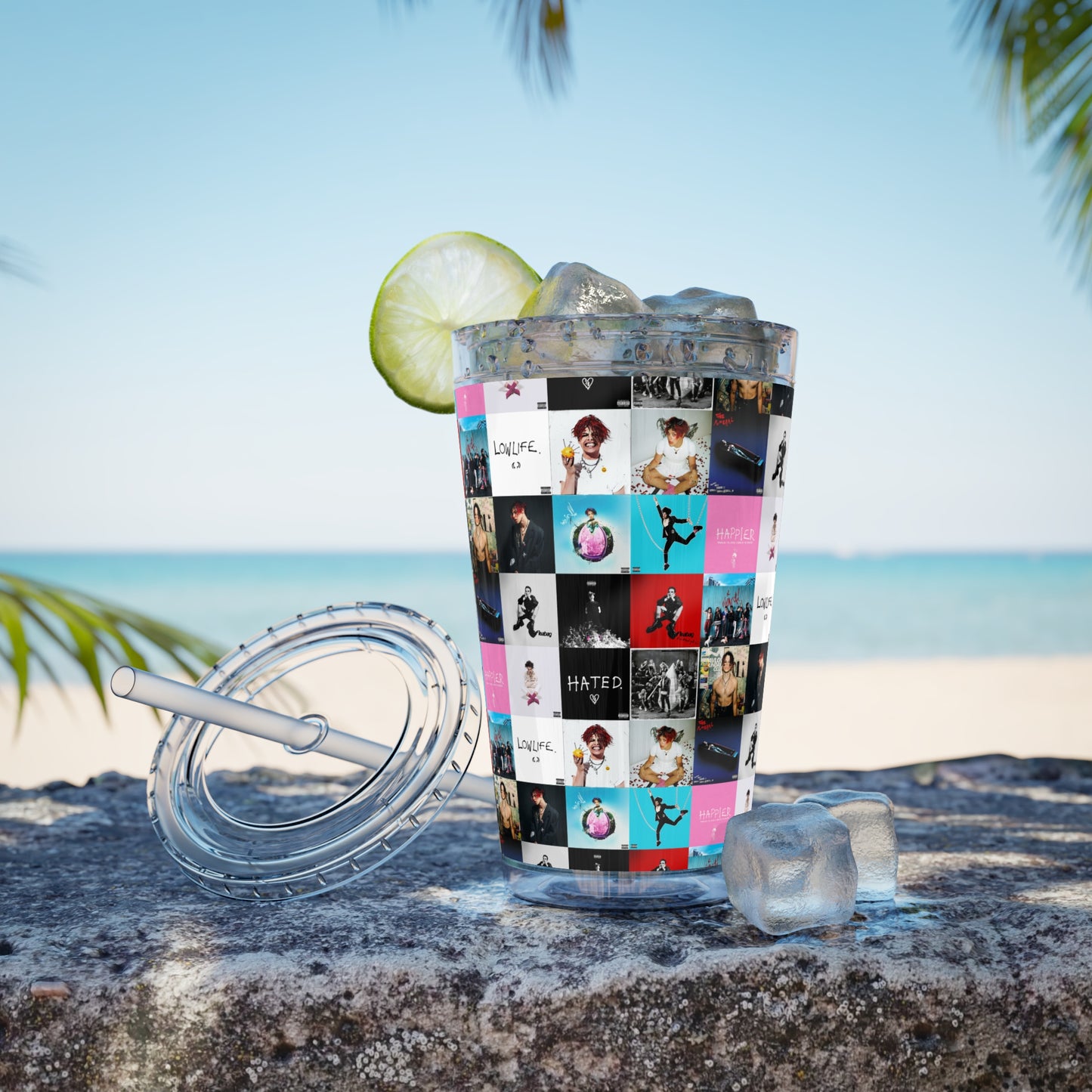 YUNGBLUD Album Cover Art Collage Sunsplash Tumbler with Straw