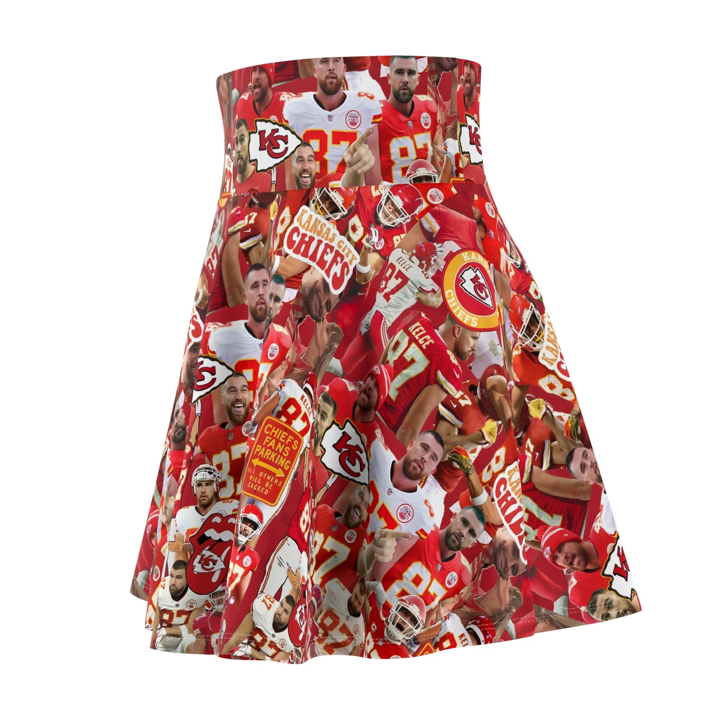 Travis Kelce Chiefs Red Collage Women's Skater Skirt