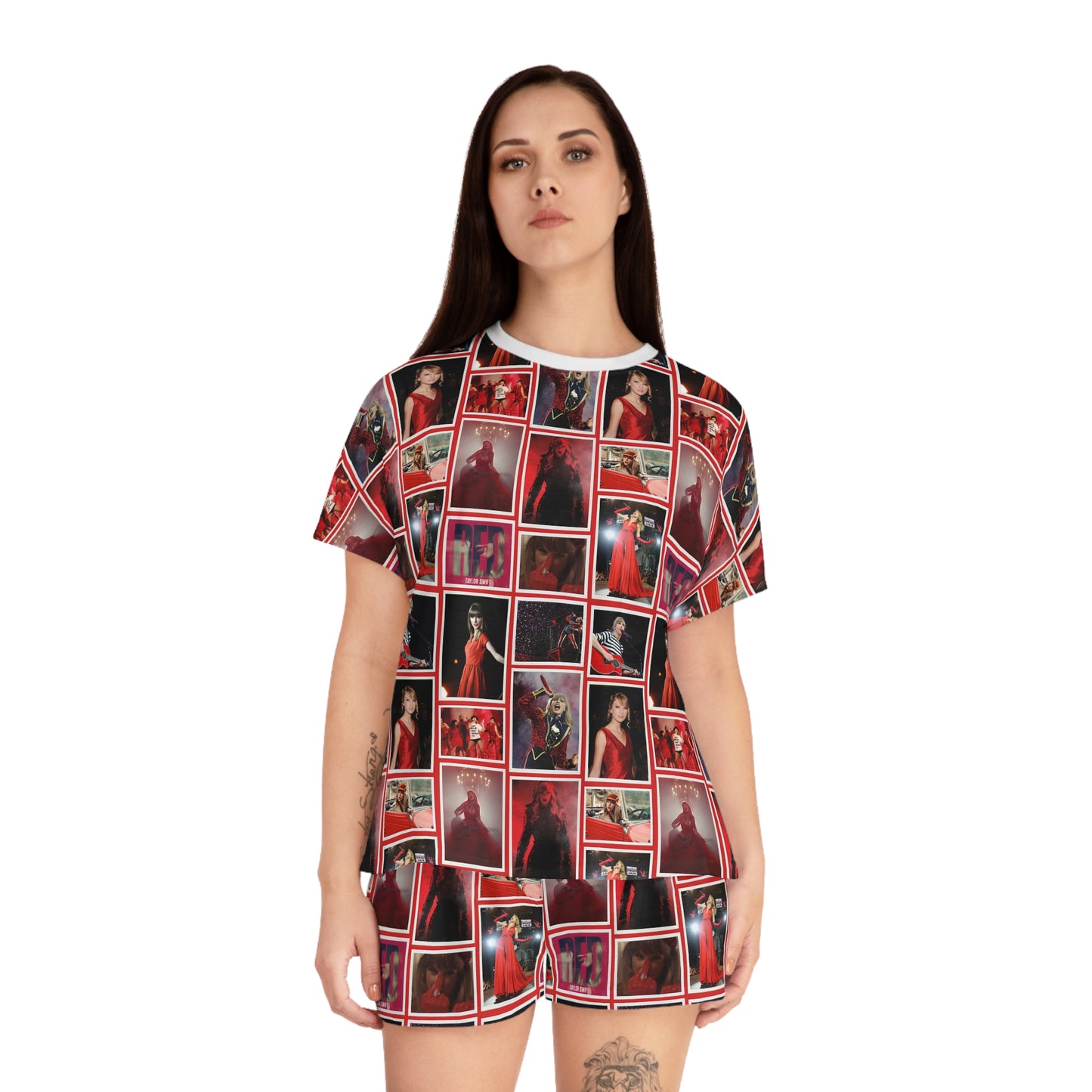 Taylor Swift Red Era Collage Women's Short Pajama Set