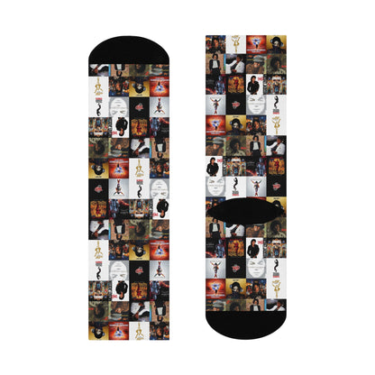 Michael Jackson Album Cover Collage Cushioned Crew Socks