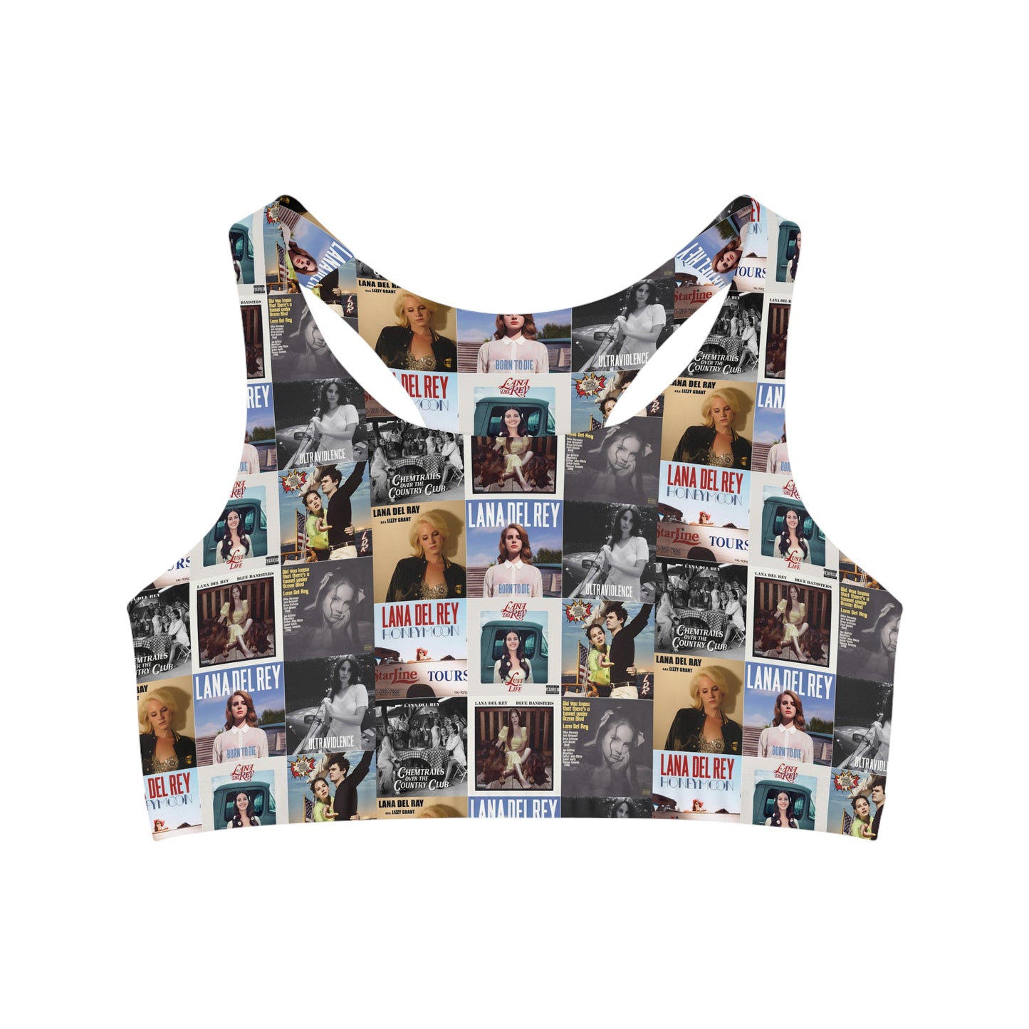 Lana Del Rey Album Cover Collage Seamless Sports Bra