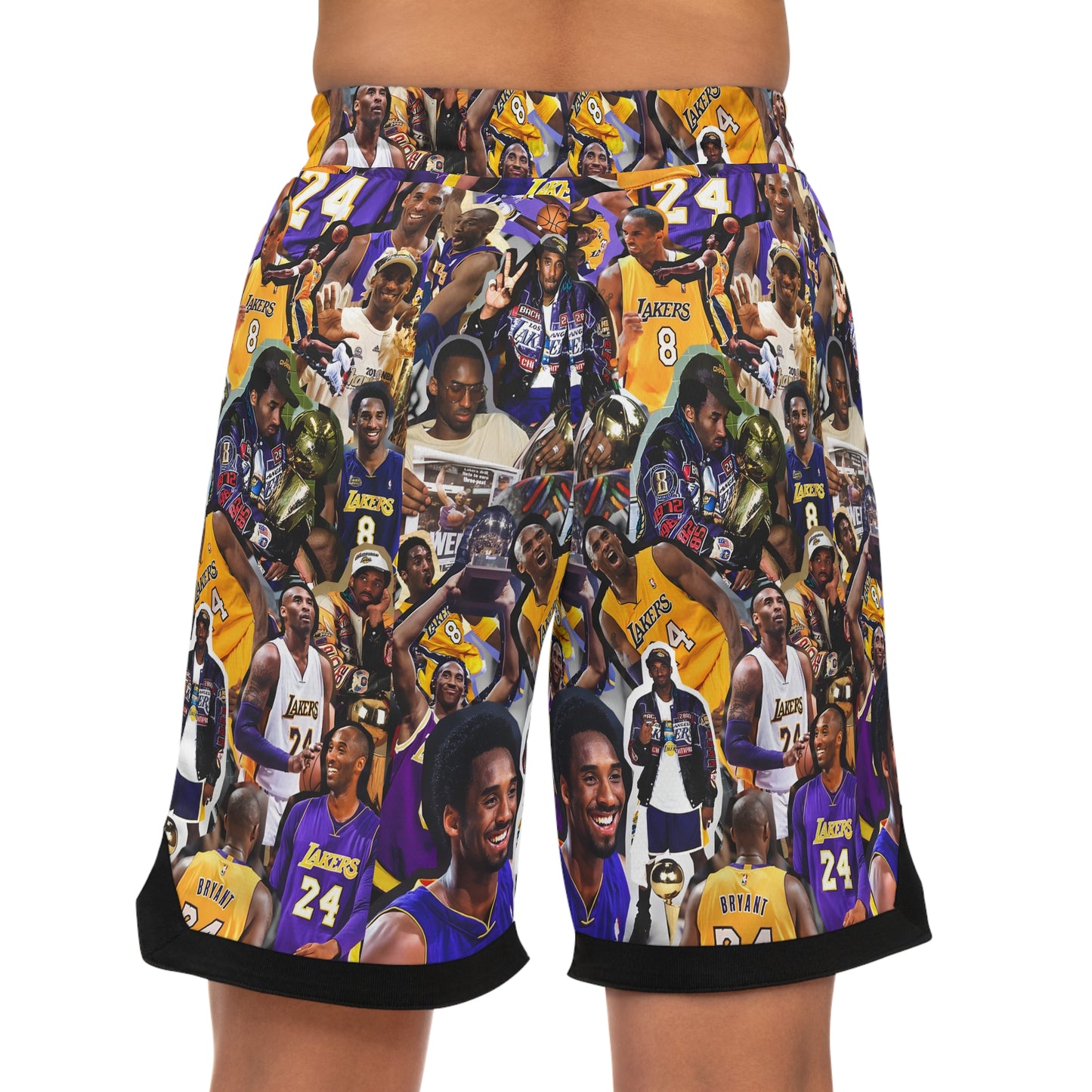 Kobe Bryant Career Moments Photo Collage Basketball Rib Shorts