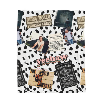 Morgan Wallen Yeehaw Collage Velveteen Plush Blanket