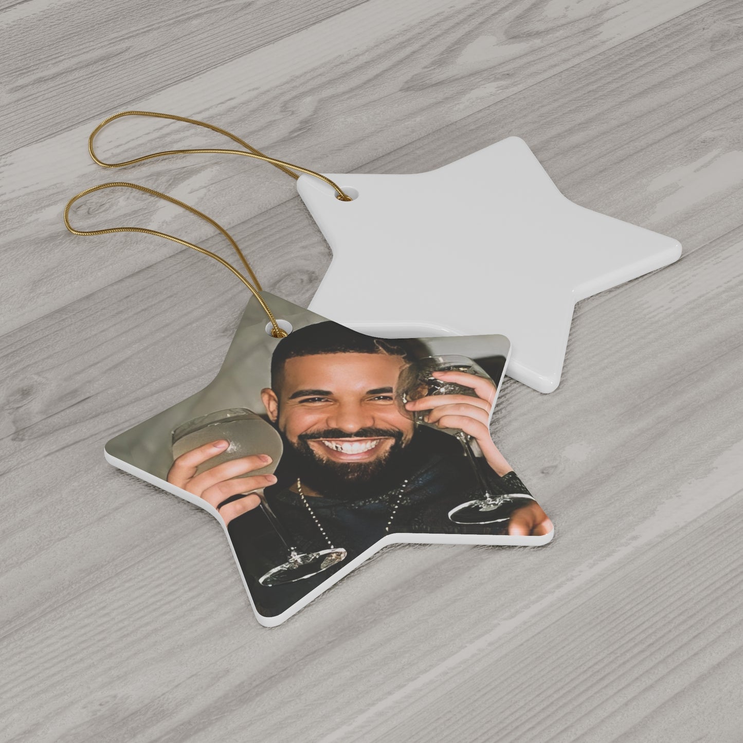 Drake Happy And Drinking Ceramic Ornament