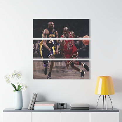 Michael Jordan Driving Against Kobe Bryant Acrylic Triptych Print