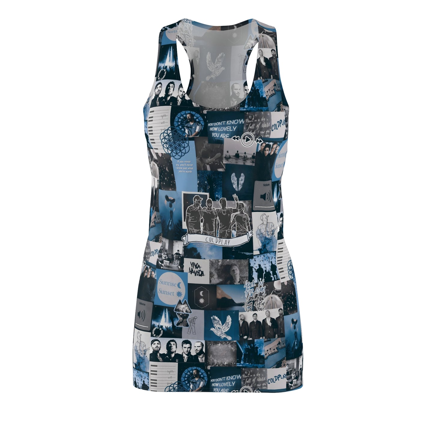 Coldplay Sunrise Sunset Collage Women's Cut & Sew Racerback Dress