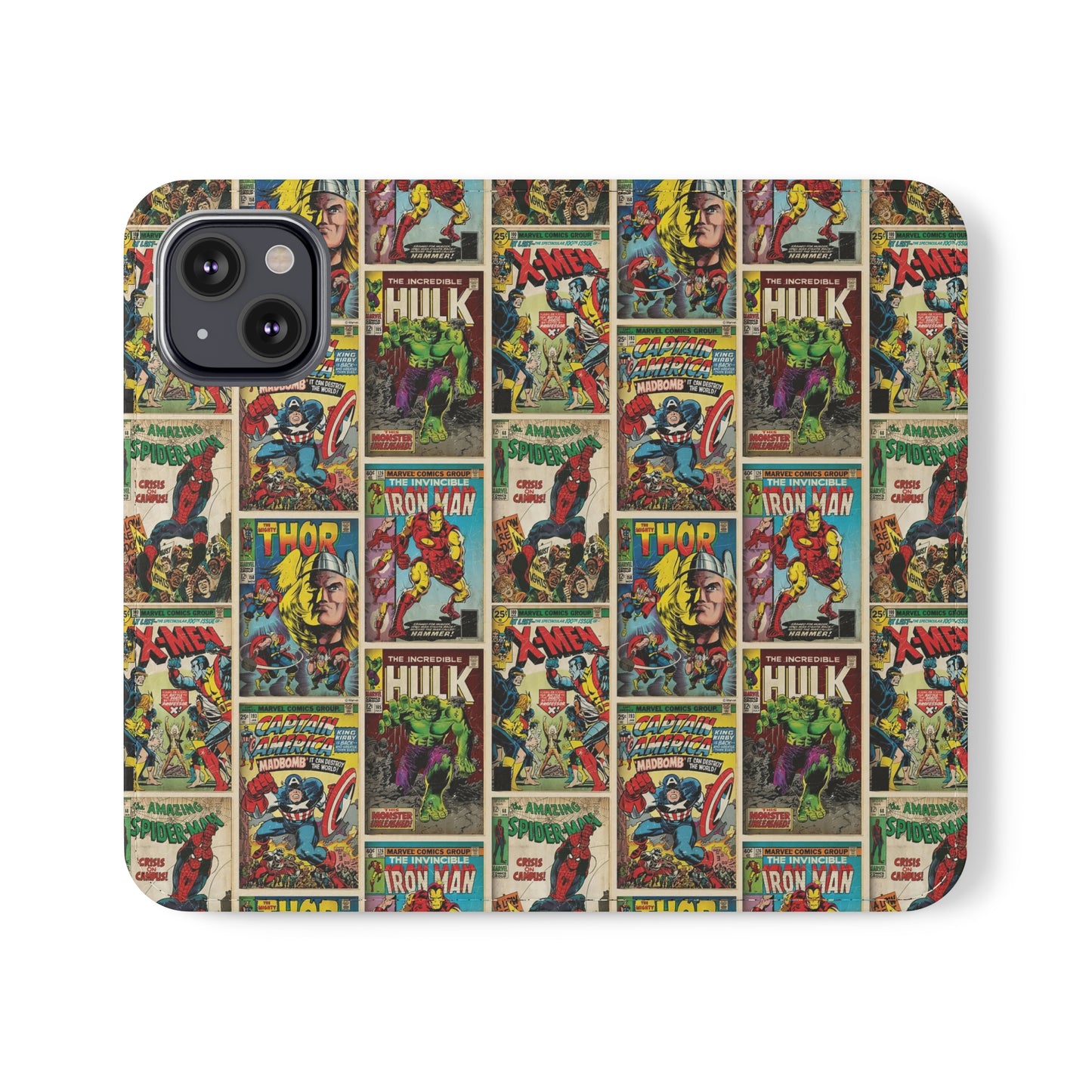 Marvel Comic Book Cover Collage Phone Flip Case