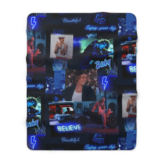 Justin Bieber Enjoy Your Life Collage Sherpa Fleece Blanket