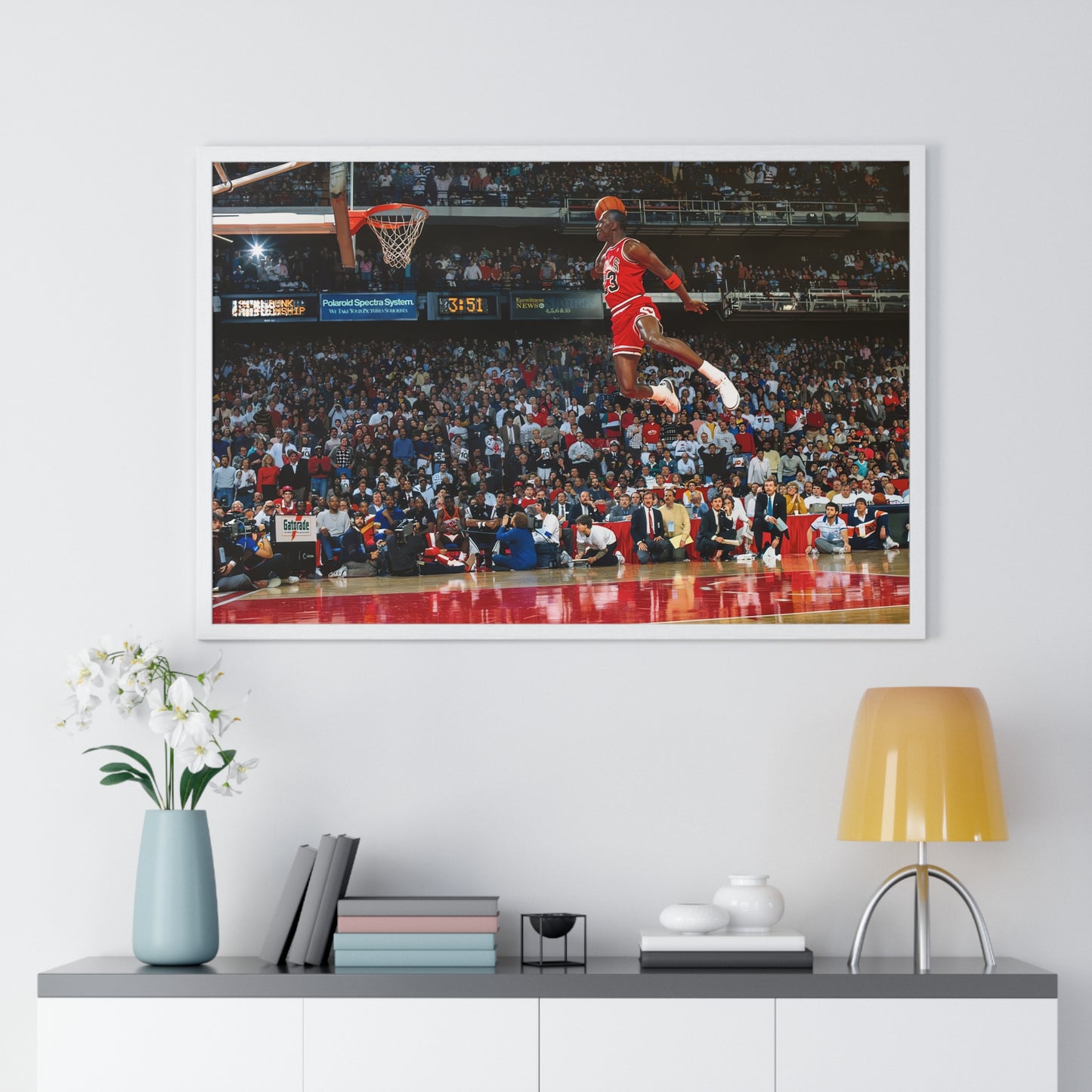 Michael Jordan Free Throw Line Slam Dunk Premium Framed Horizontal Poster