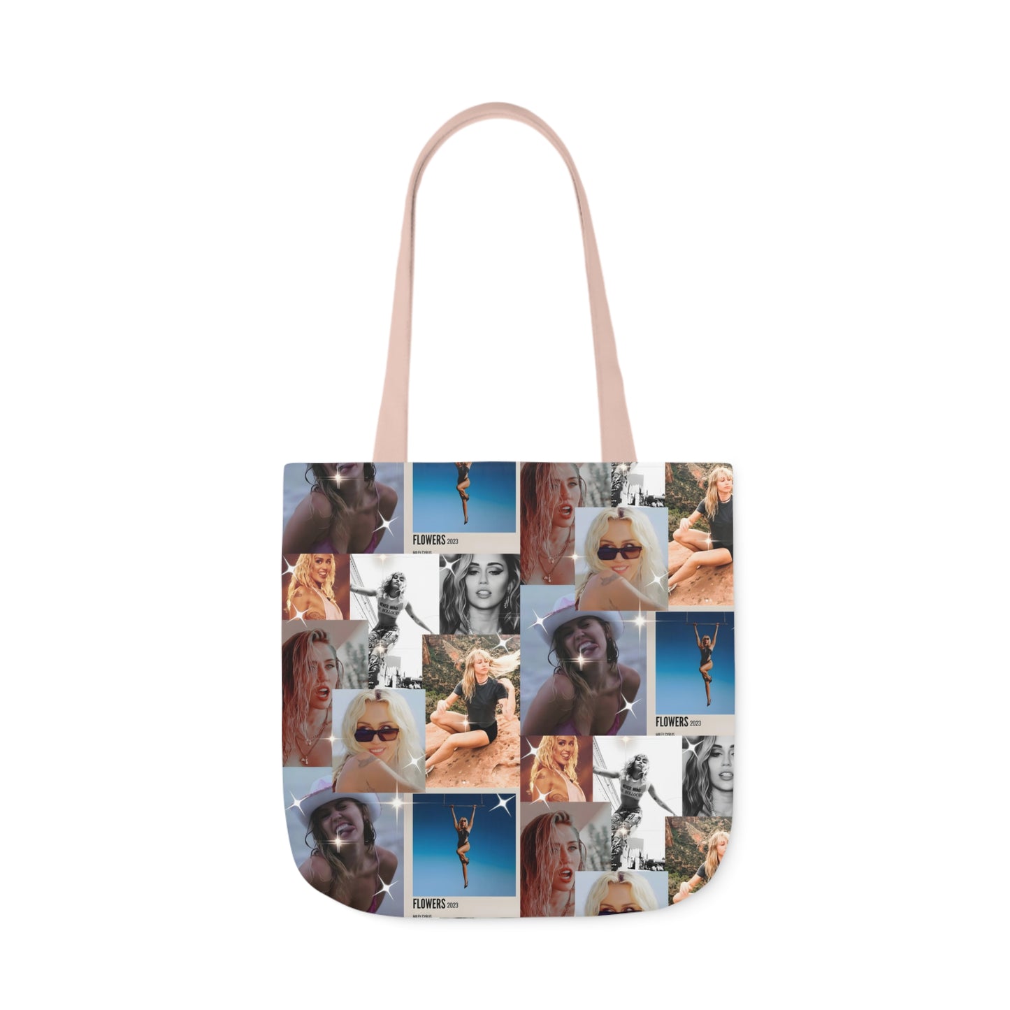 Miley Cyrus Flowers Photo Collage Polyester Canvas Tote Bag