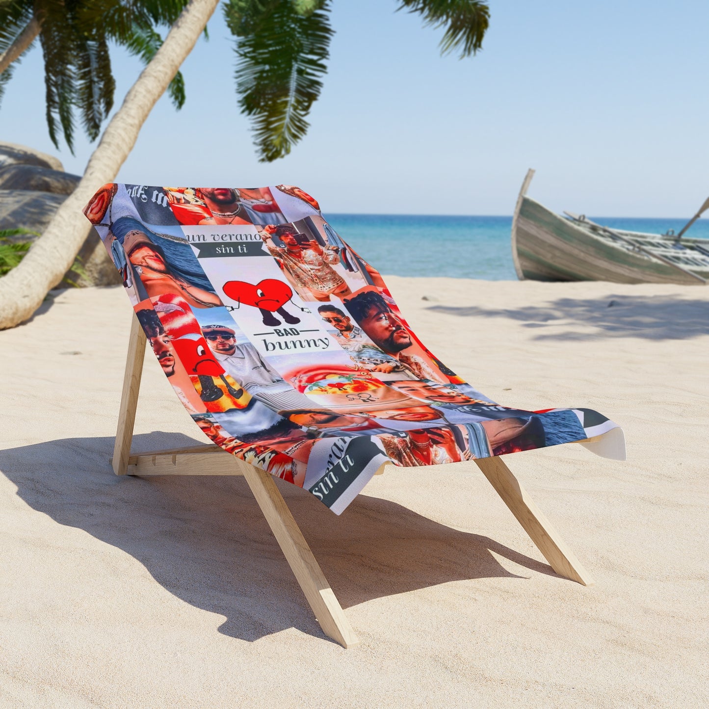 Bad Bunny Un Verano Sin Ti Photo Collage Beach Towel