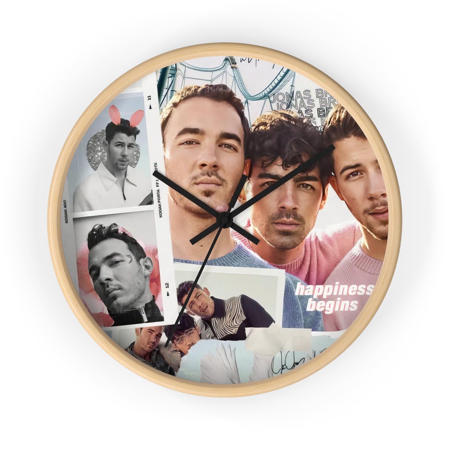 Jonas Brother Happiness Begins Collage Round Wall Clock