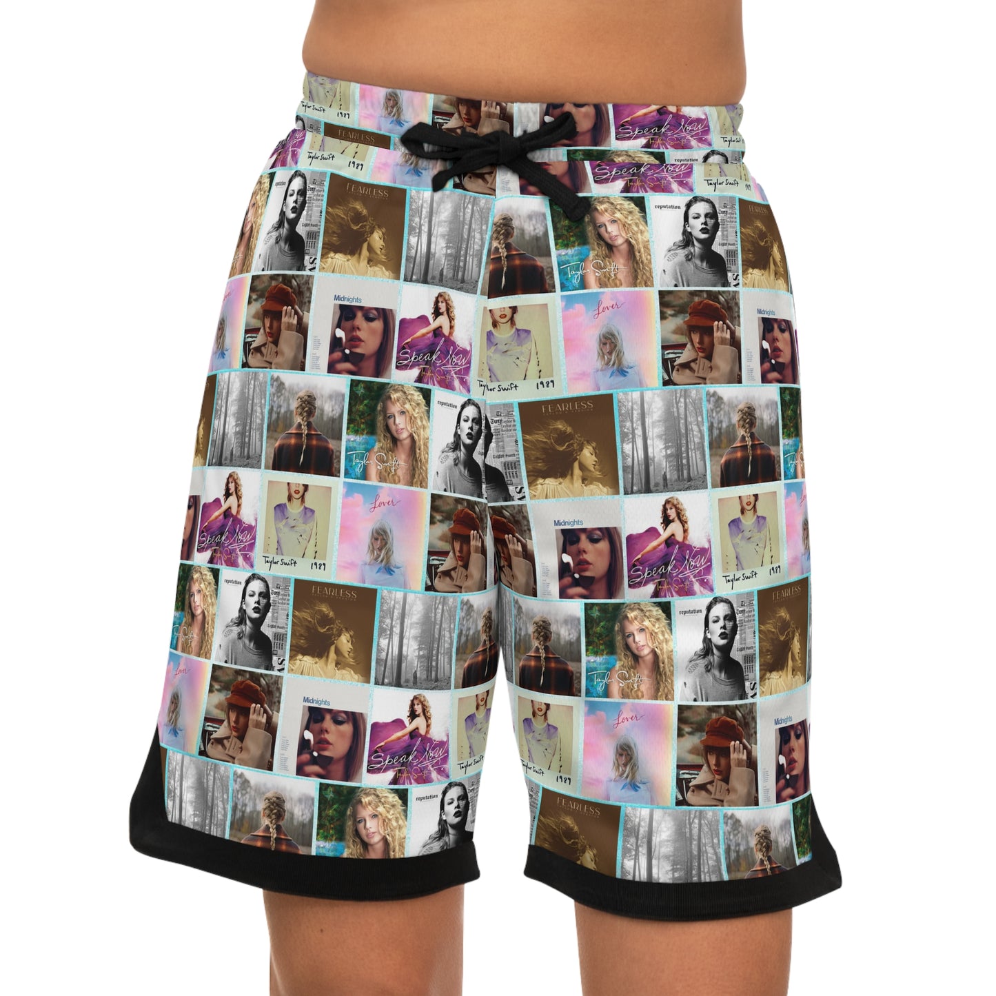 Taylor Swift Album Art Collage Pattern Basketball Rib Shorts