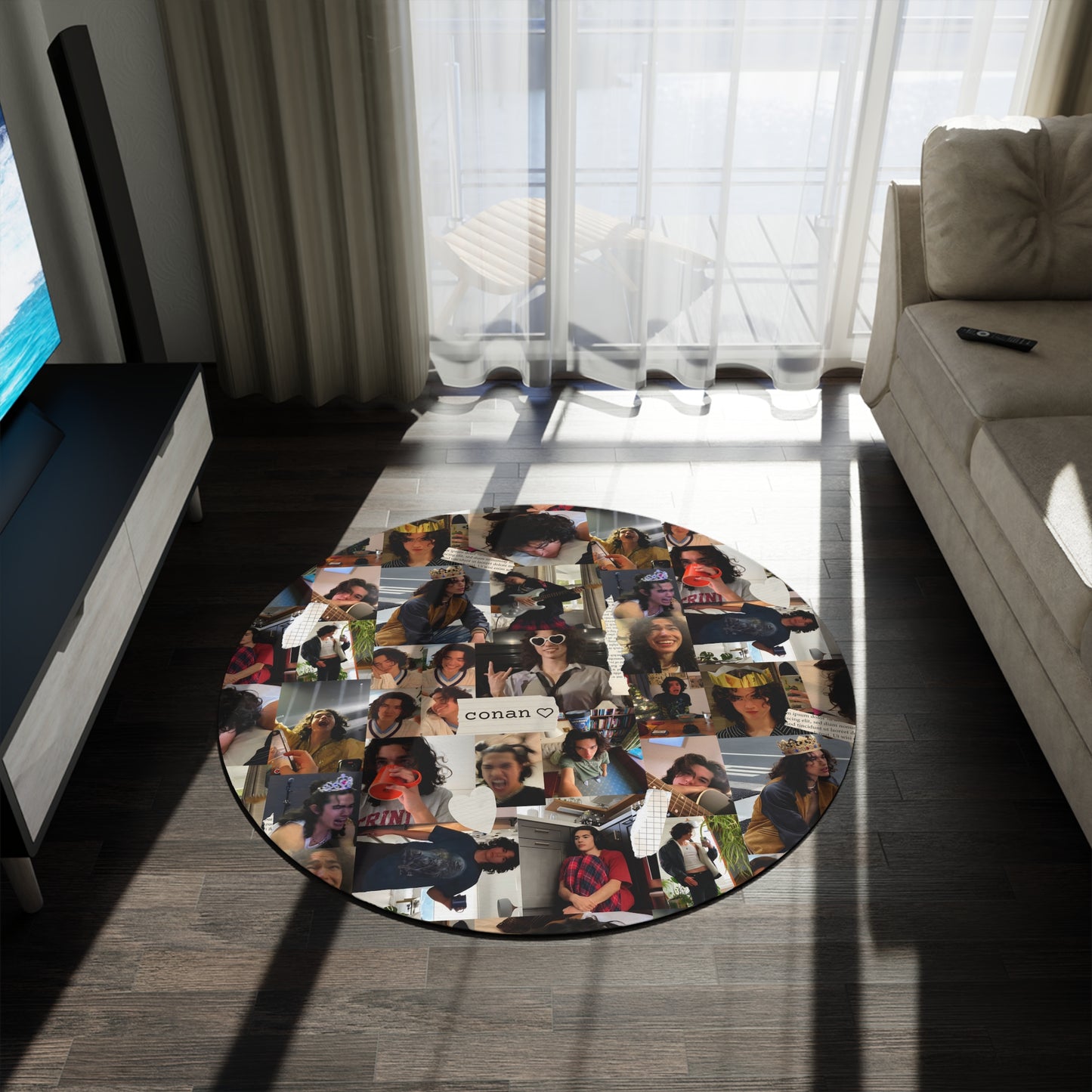 Conan Grey Being Cute Photo Collage Round Rug