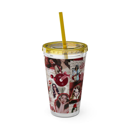 Lana Del Rey Cherry Coke Collage Sunsplash Tumbler with Straw