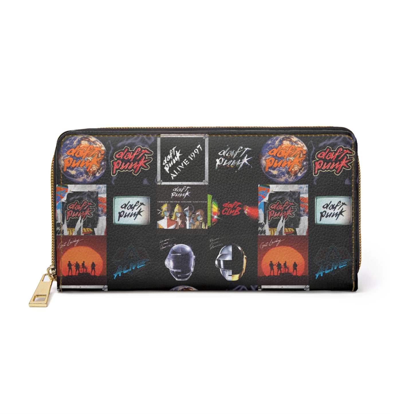 Daft Punk Album Cover Art Collage Zipper Wallet