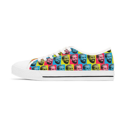 Drake Colored Checker Faces Women's Low Top Sneakers