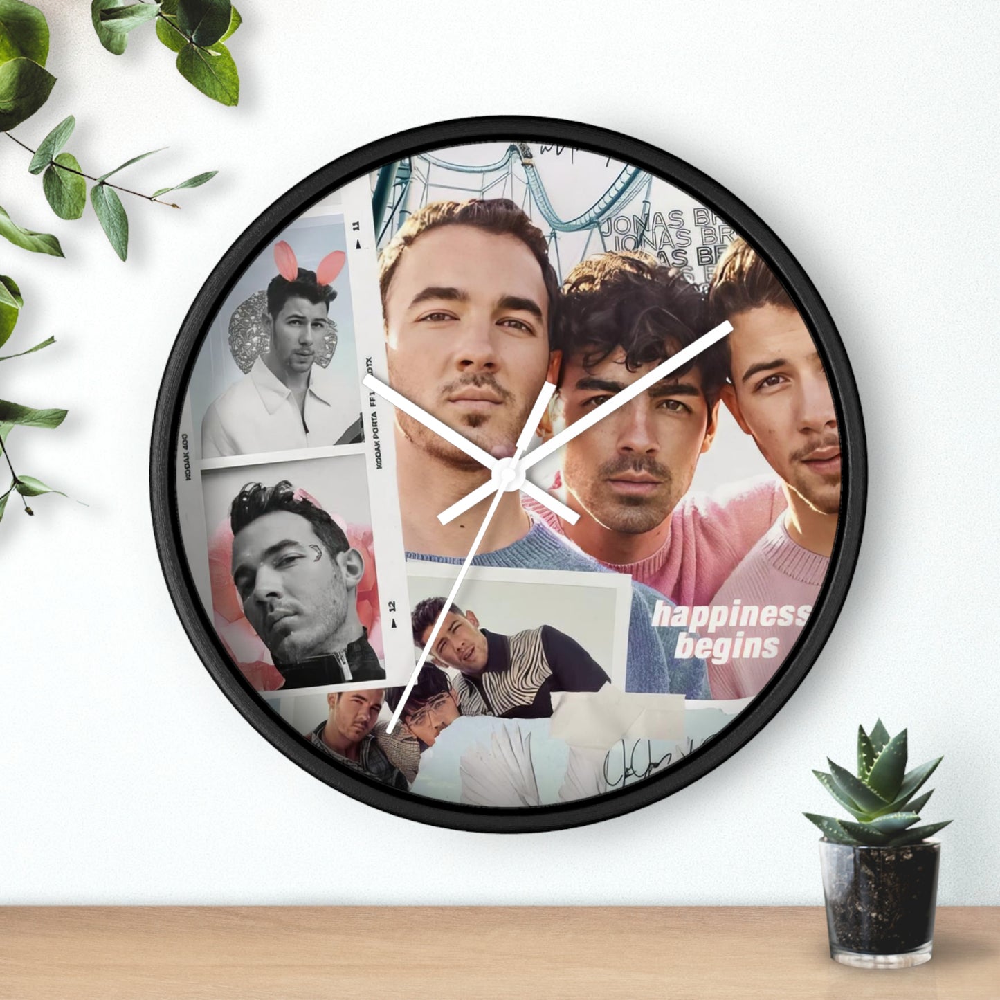 Jonas Brother Happiness Begins Collage Round Wall Clock