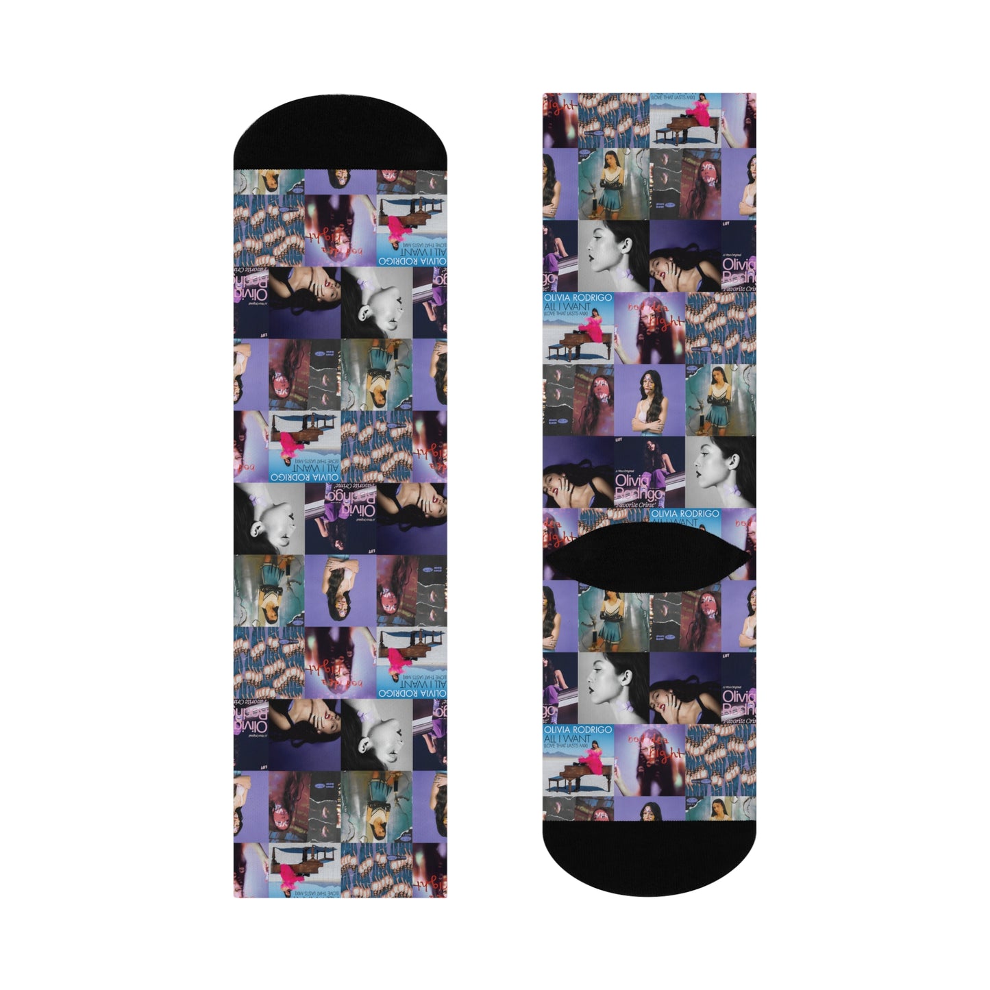 Olivia Rodrigo Album Art Collage Cushioned Crew Socks