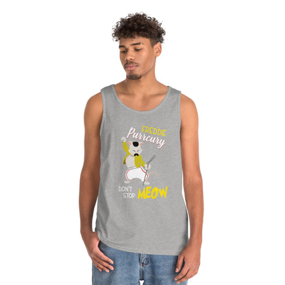 Queen Don't Stop Meow Freddie Purrcury Unisex Heavy Cotton Tank Top