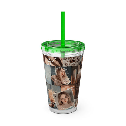 Sabrina Carpenter Peachy Princess Collage Sunsplash Tumbler with Straw