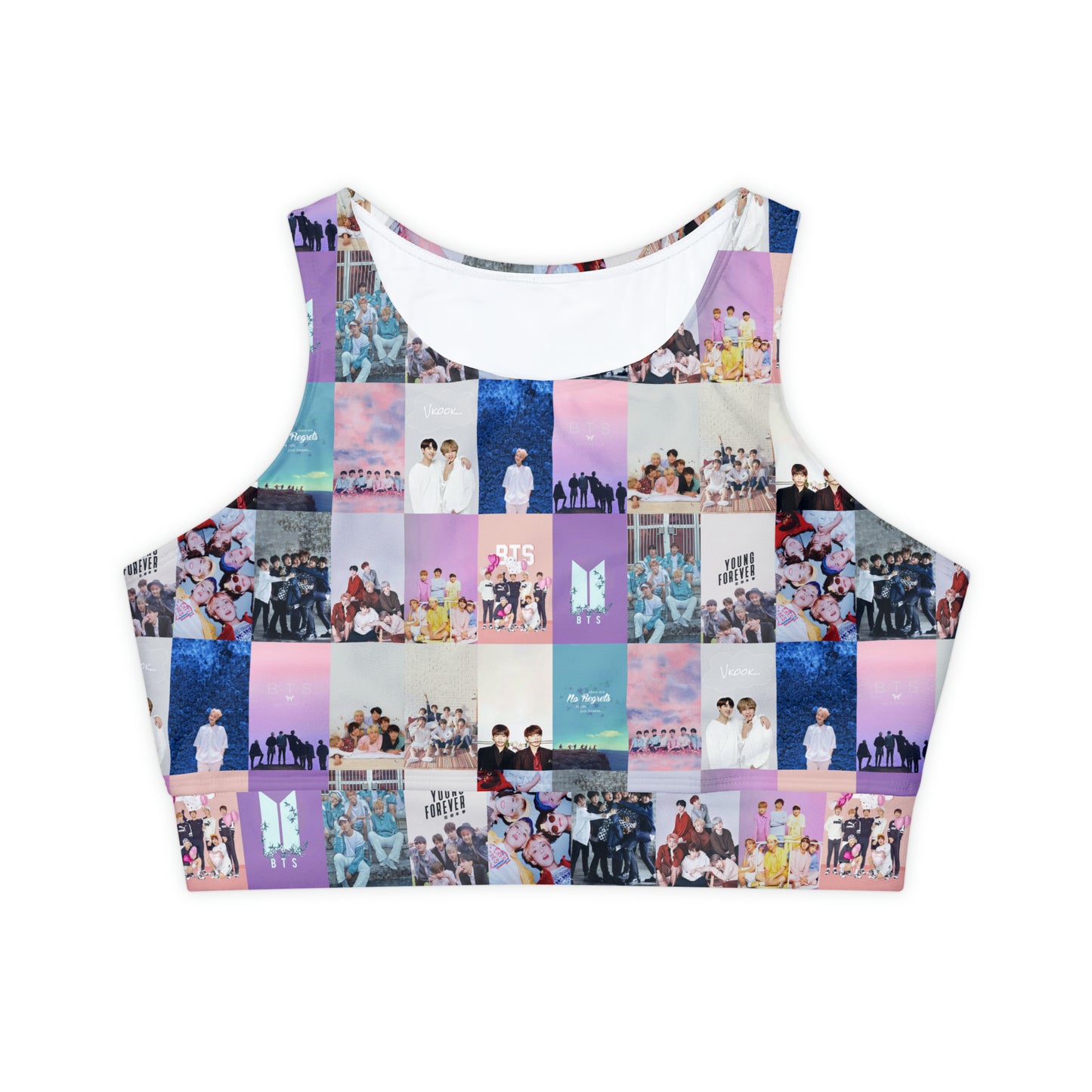 BTS Pastel Aesthetic Collage Fully Lined Padded Sports Bra