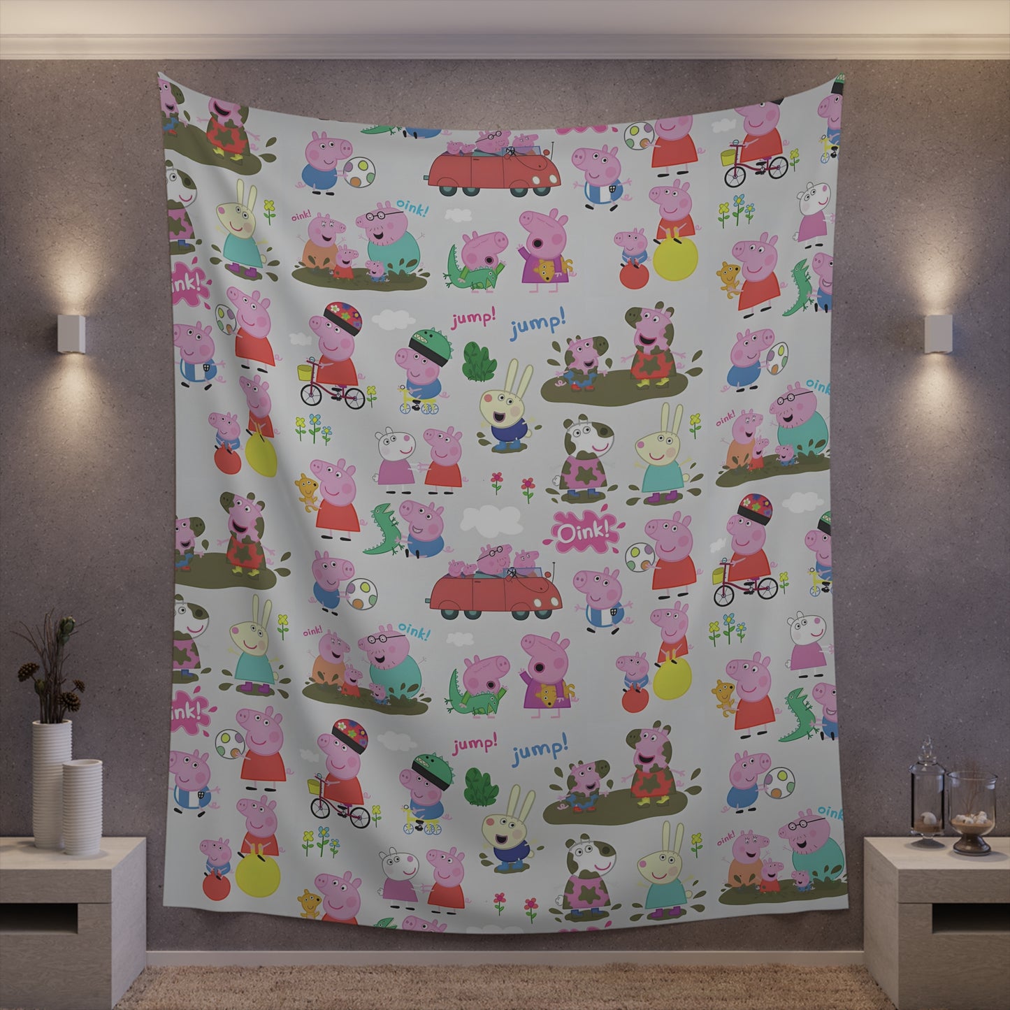 Peppa Pig Oink Oink Collage Printed Wall Tapestry