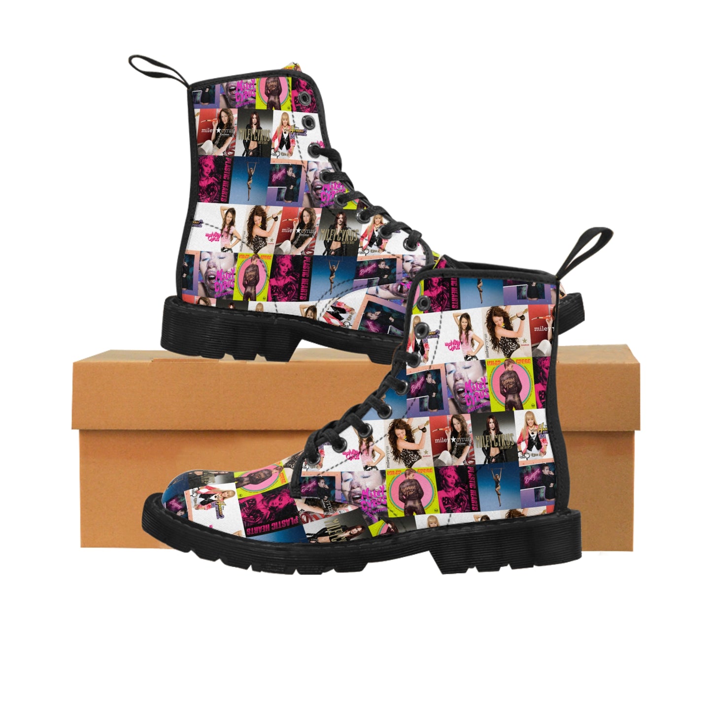 Miley Cyrus Album Cover Collage Women's Canvas Boots