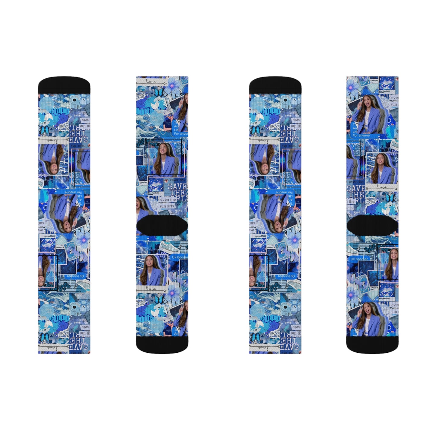 Olivia Rodrigo Blue Aesthetic Collage Tube Socks