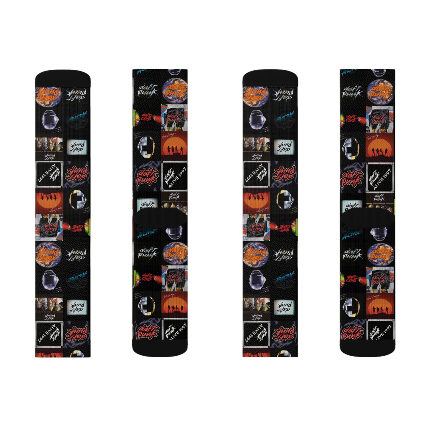 Daft Punk Album Cover Art Collage Tube Socks