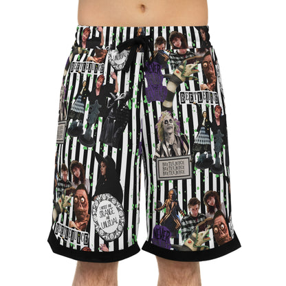 Beetlejuice Strange And Unusual Collage Basketball Rib Shorts