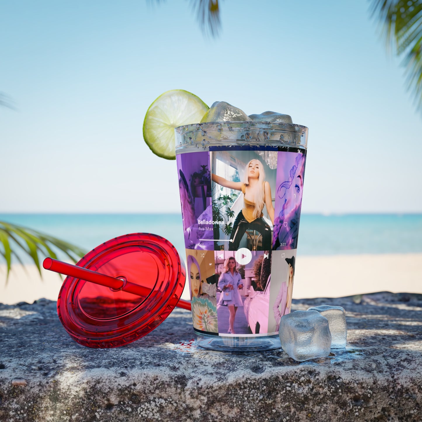 Ava Max Belladonna Photo Collage Sunsplash Tumbler with Straw