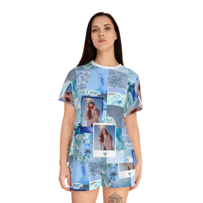 Olivia Rodrigo Light Blue Aesthetic Collage Women's Short Pajama Set