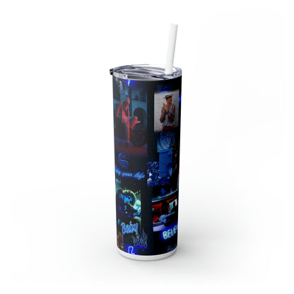 Justin Bieber Enjoy Your Life Collage Skinny Tumbler with Straw