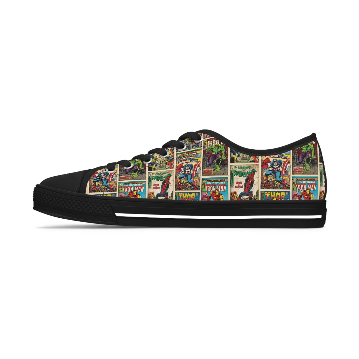 Marvel Comic Book Cover Collage Women's Low Top Sneakers