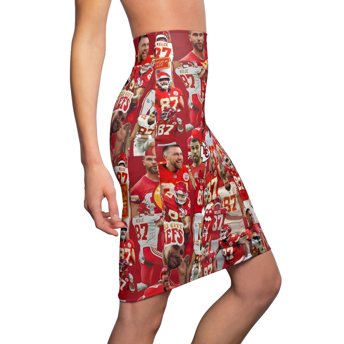 Travis Kelce Chiefs Red Collage Women's Pencil Skirt