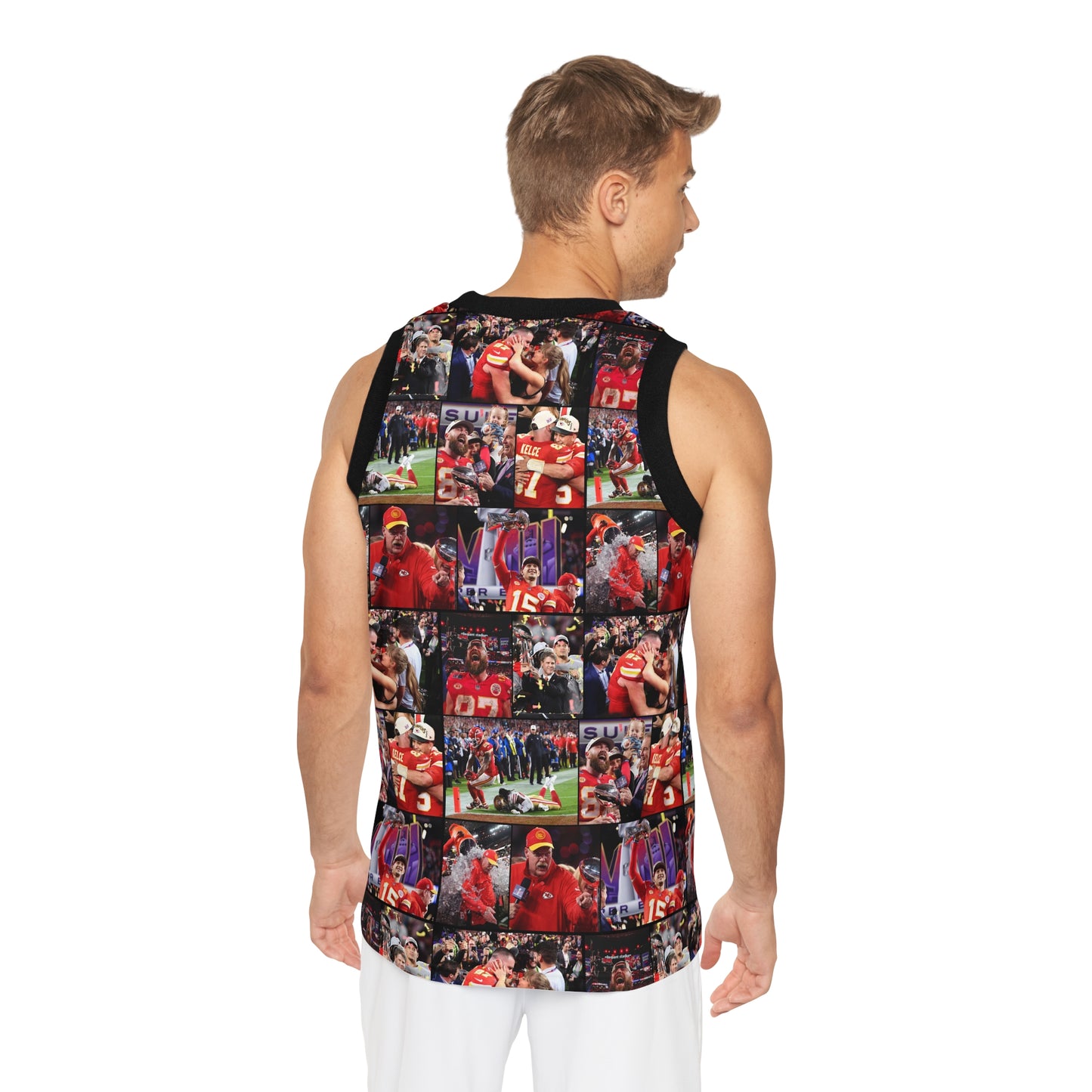 Kansas City Chiefs Superbowl LVIII Championship Victory Collage Unisex Basketball Jersey