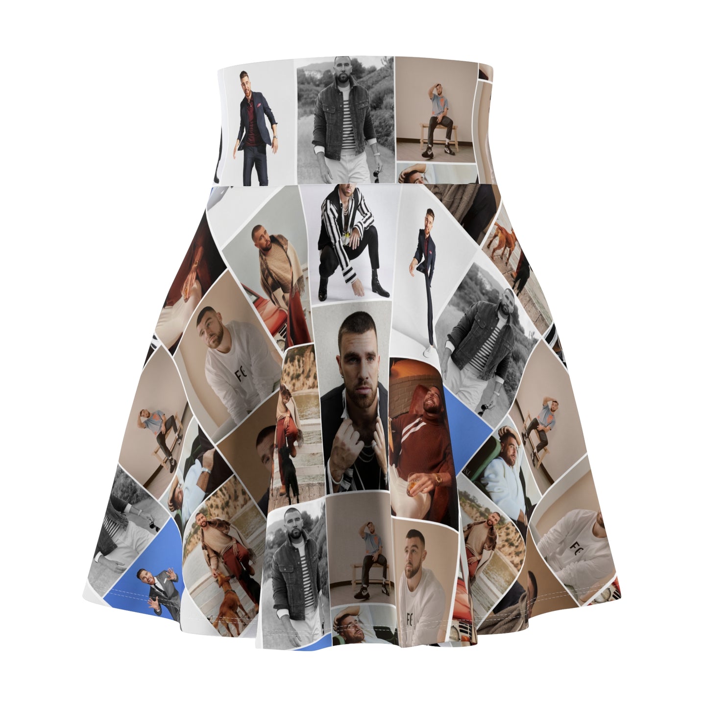 Travis Kelce Portrait Photo Mosaic Women's Skater Skirt