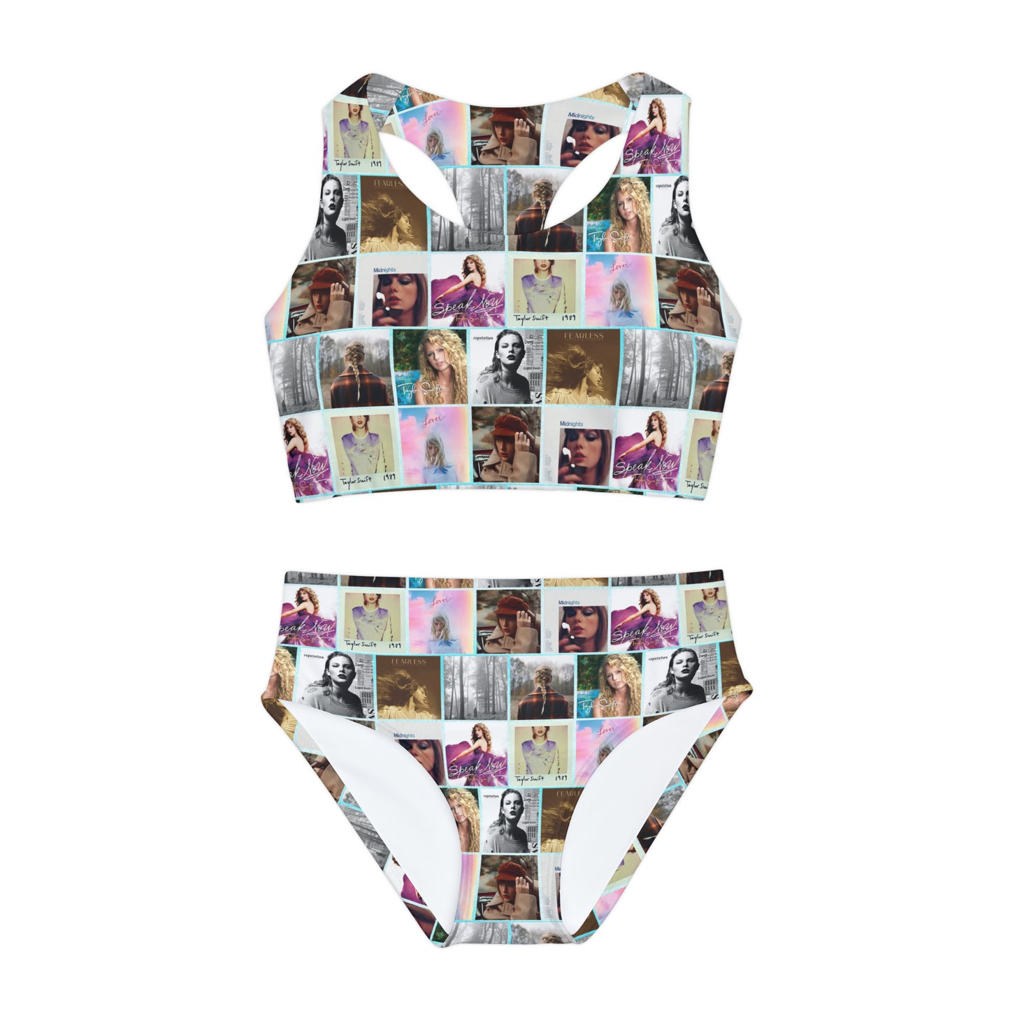 Taylor Swift Album Art Collage Pattern Girls Two Piece Swimsuit