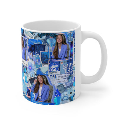 Olivia Rodrigo Blue Aesthetic Collage White Ceramic Mug