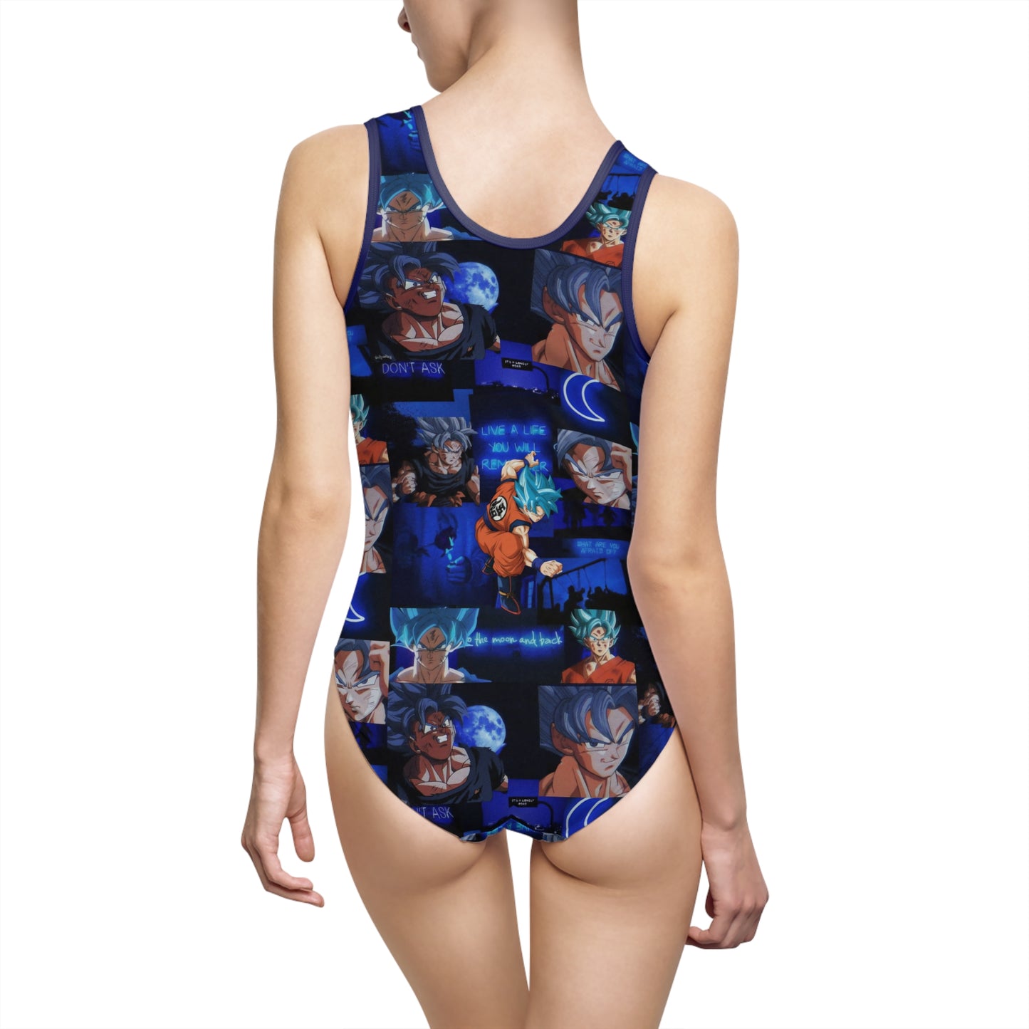 Dragon Ball Z Saiyan Moonlight Collage Women's Classic One-Piece Swimsuit