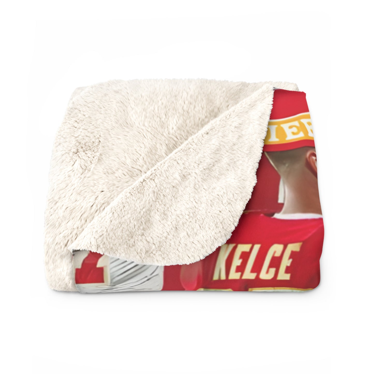 Travis Kelce Chiefs Red Collage Sherpa Fleece Blanket