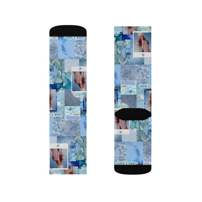 Olivia Rodrigo Light Blue Aesthetic Collage Tube Socks